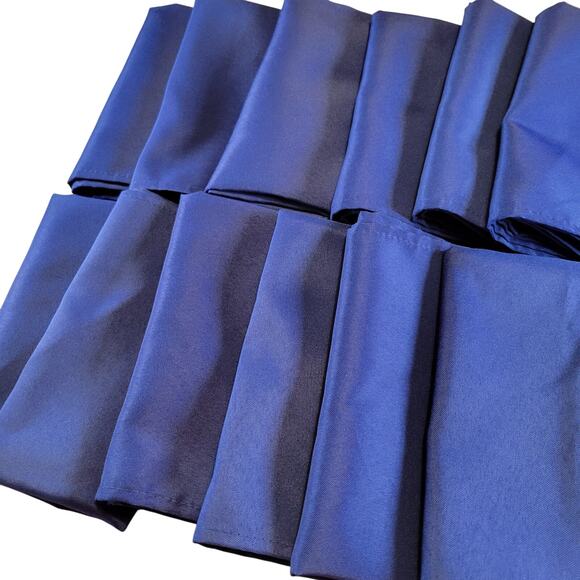 Set of 12 Royal Blue Cloth Napkins 17"x17" Solid Color Polyester Dinner Table - Picture 8 of 11
